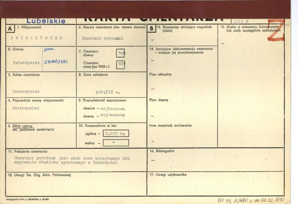 KC - Karta cmentarza, skan nr 1