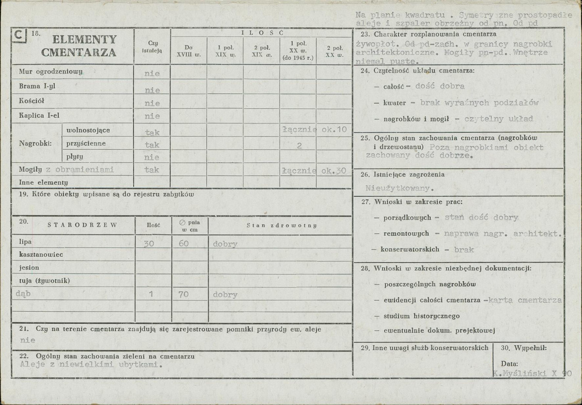 Karta cmentarza, skan nr 2