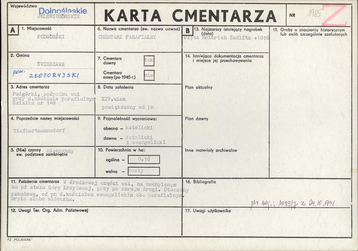 KC - Karta cmentarza, skan nr 1