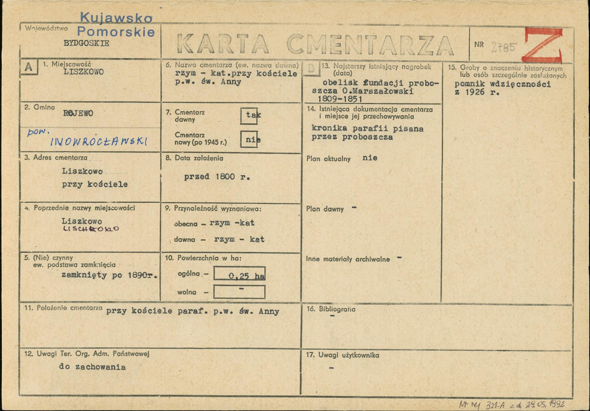 KC - Karta cmentarza, skan nr 1