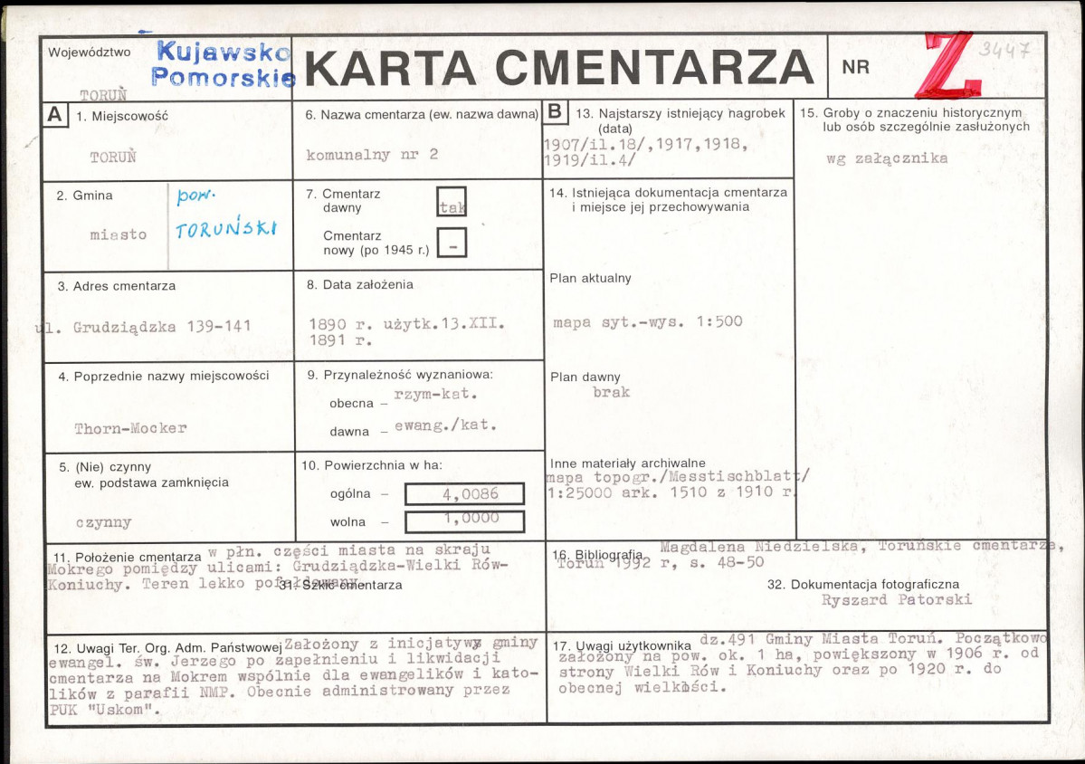Karta cmentarza, skan nr 1