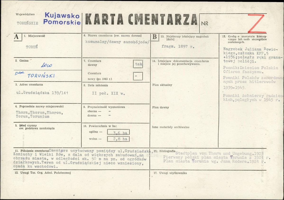 Karta cmentarza, skan nr 1