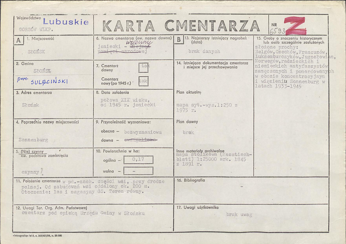 KC - Karta cmentarza, skan nr 1