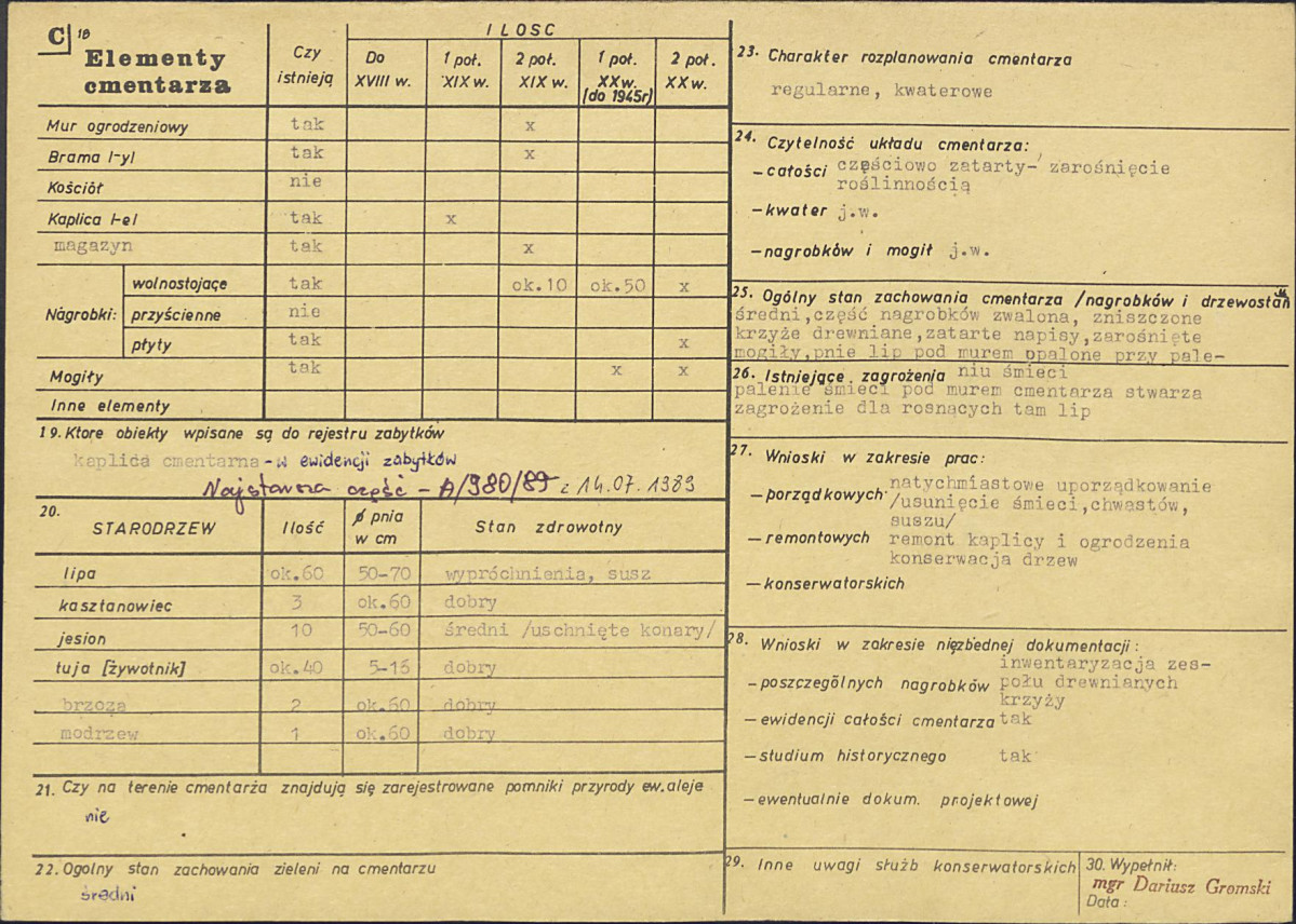 KC - Karta cmentarza, skan nr 2