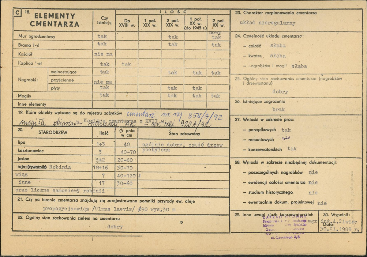 Karta cmentarza, skan nr 2