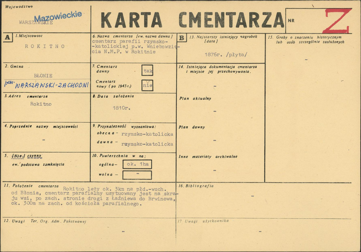 Karta cmentarza, skan nr 1