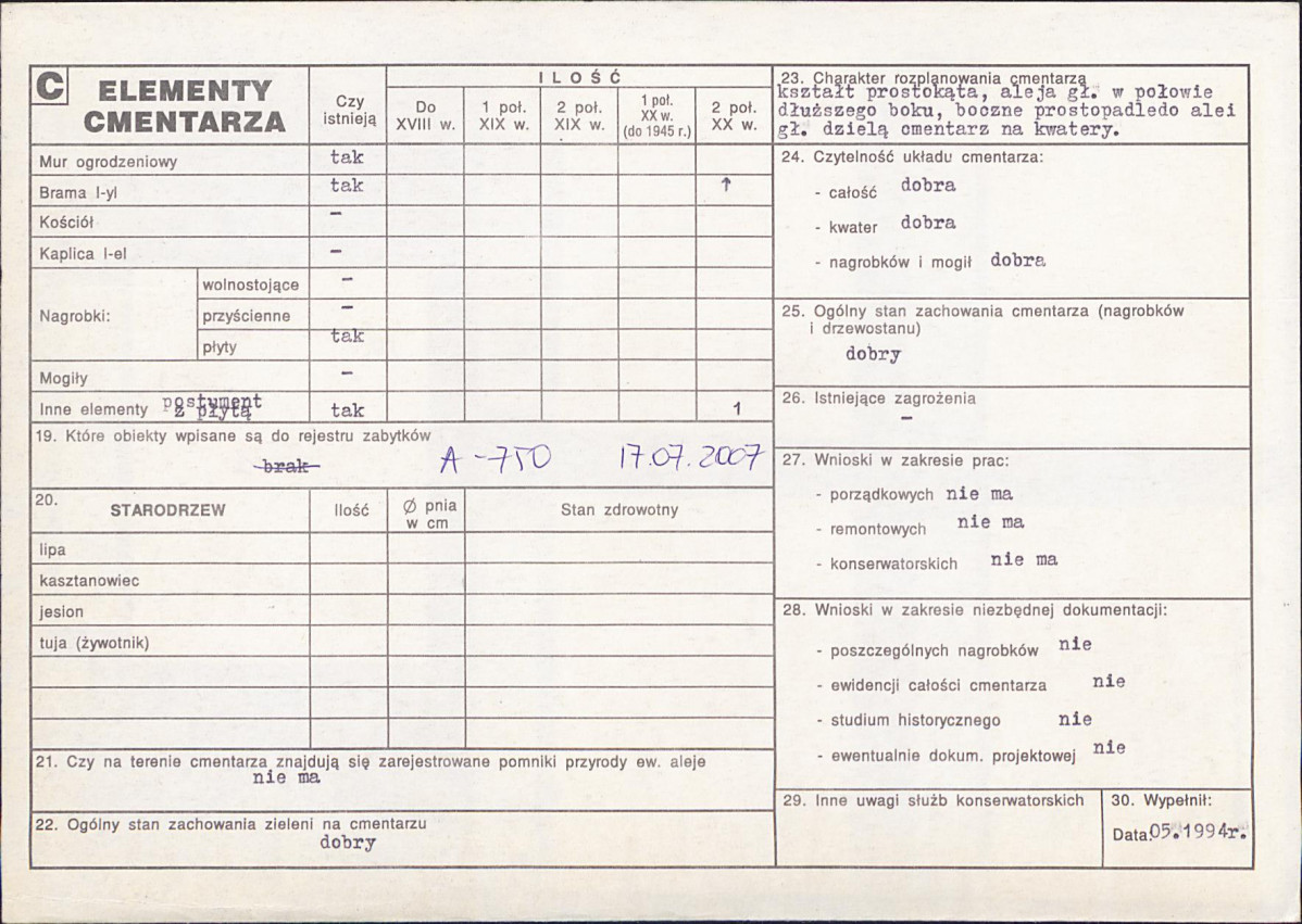 Karta cmentarza, skan nr 2