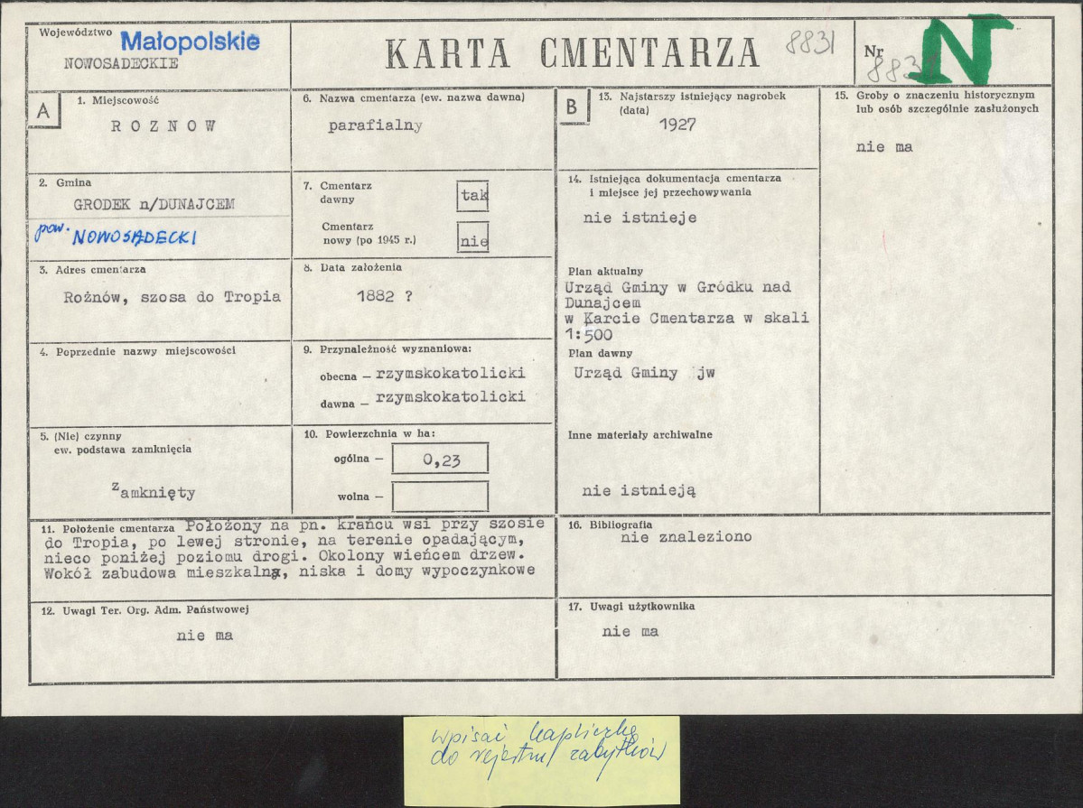 Karta cmentarza, skan nr 1