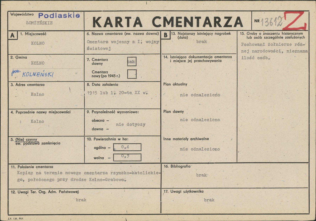 Karta cmentarza, skan nr 1