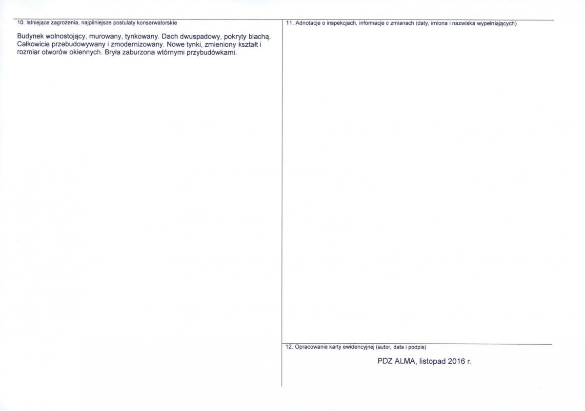 Karta obiektu niewpisanego do rejestru, skan nr 2