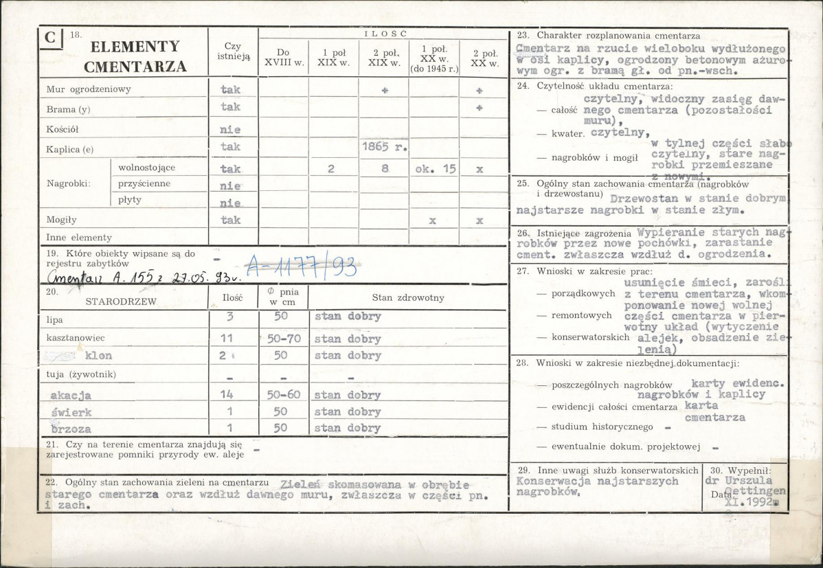 Karta cmentarza, skan nr 2