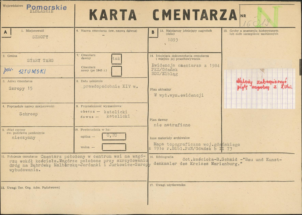 KC - Karta cmentarza, skan nr 1