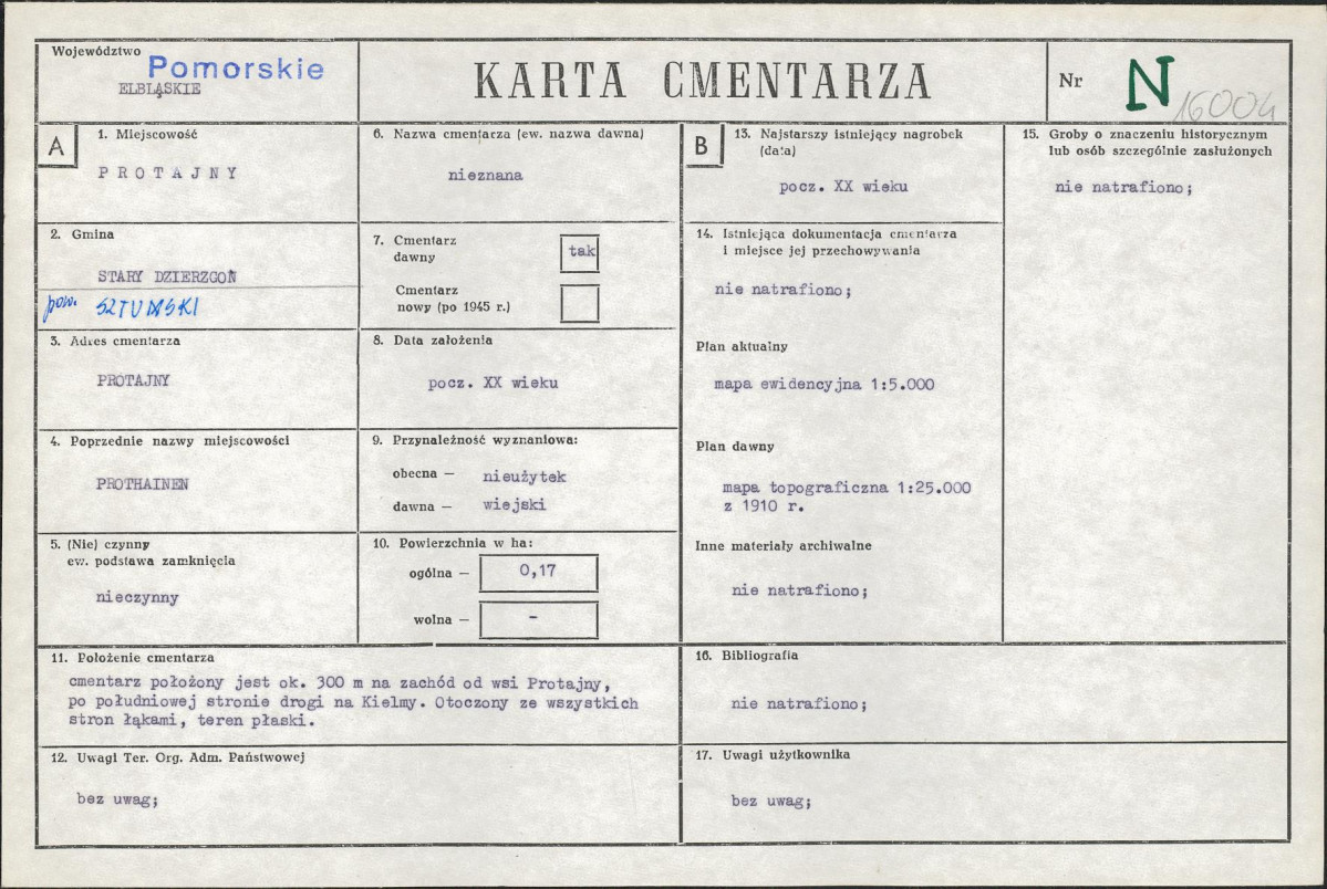 KC - Karta cmentarza, skan nr 1