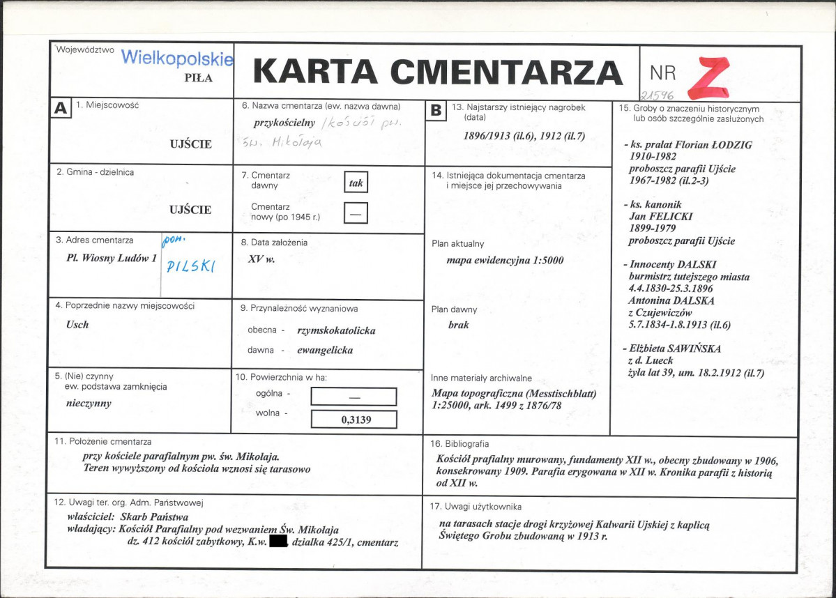 KC - Karta cmentarza, skan nr 1