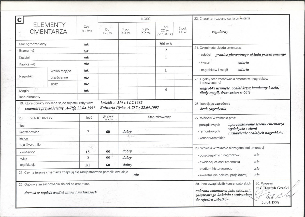 KC - Karta cmentarza, skan nr 2