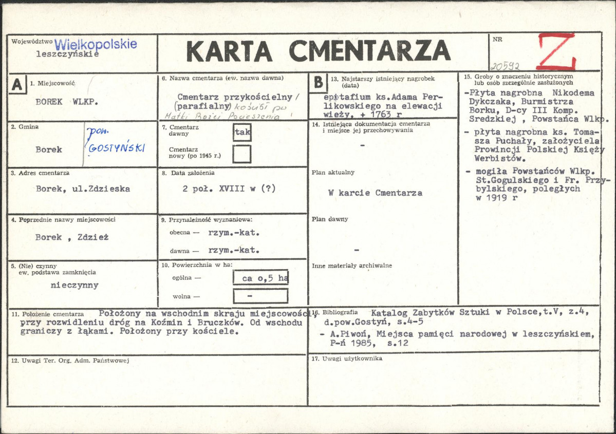KC - Karta cmentarza, skan nr 1