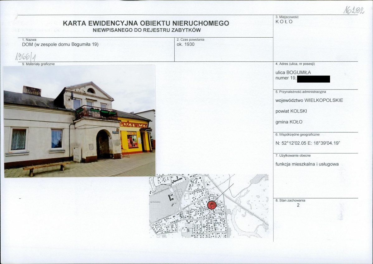 KEZN - Karta obiektu niewpisanego do rejestru, skan nr 1