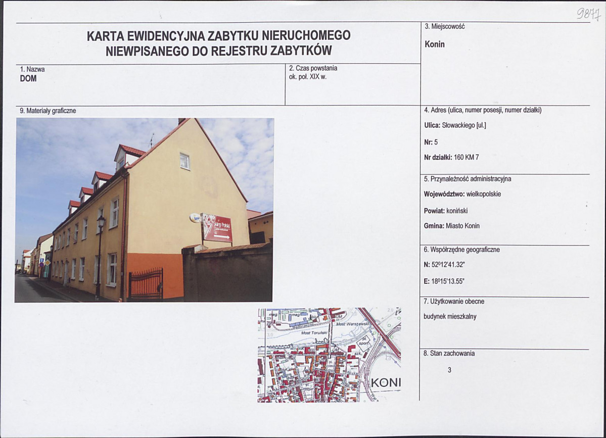 Karta obiektu niewpisanego do rejestru, skan nr 1