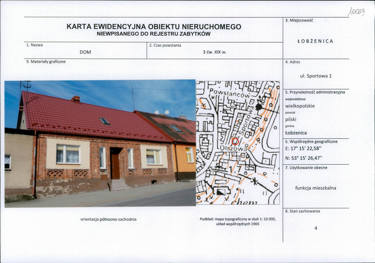 Karta obiektu niewpisanego do rejestru, skan nr 1