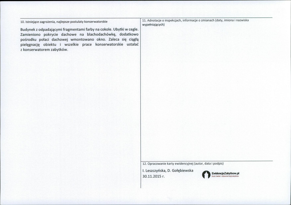 Karta obiektu niewpisanego do rejestru, skan nr 2