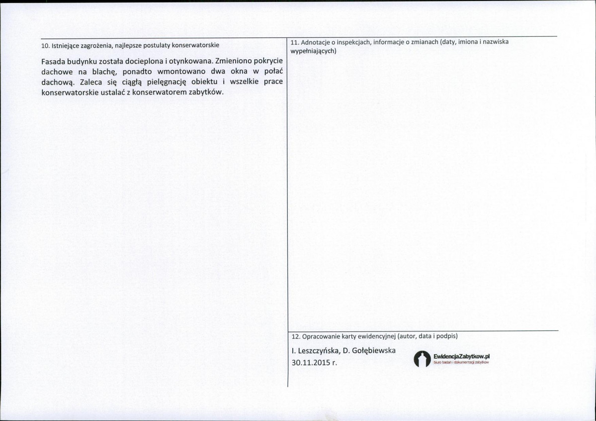 Karta obiektu niewpisanego do rejestru, skan nr 2