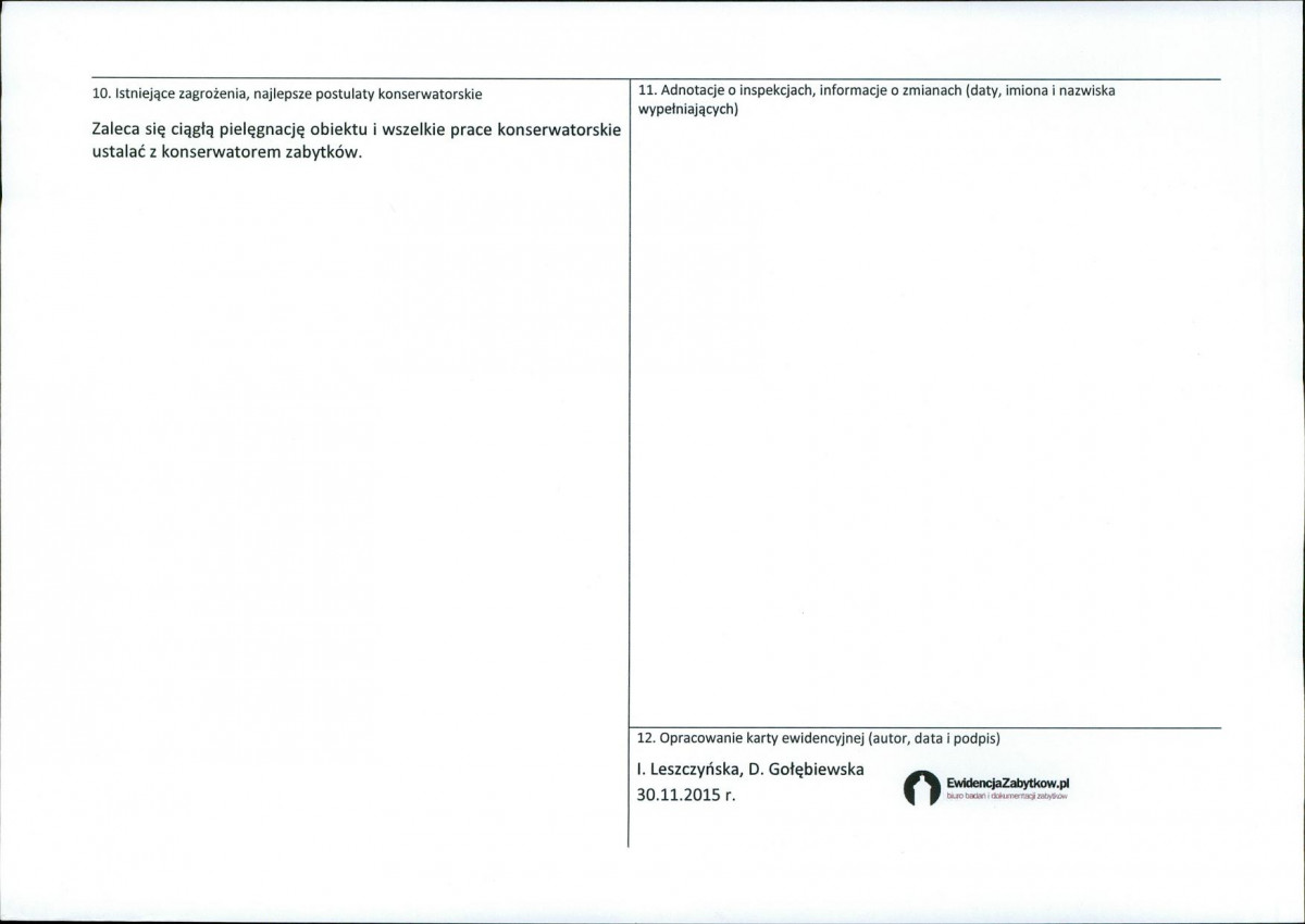 Karta obiektu niewpisanego do rejestru, skan nr 2