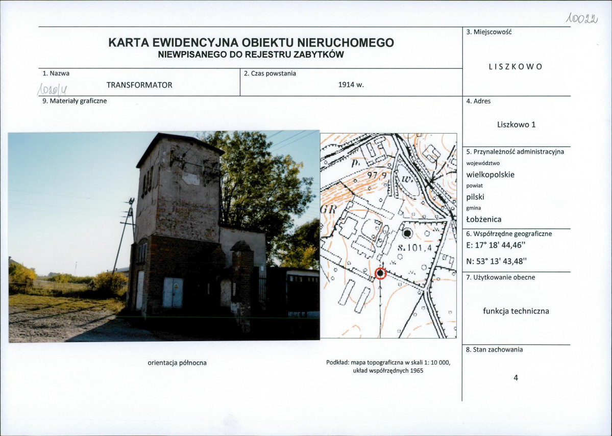 Karta obiektu niewpisanego do rejestru, skan nr 1