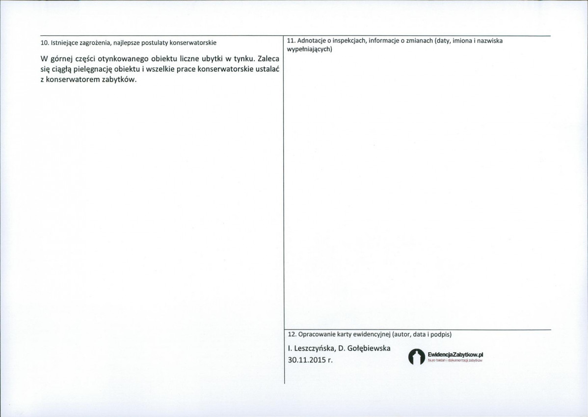 Karta obiektu niewpisanego do rejestru, skan nr 2