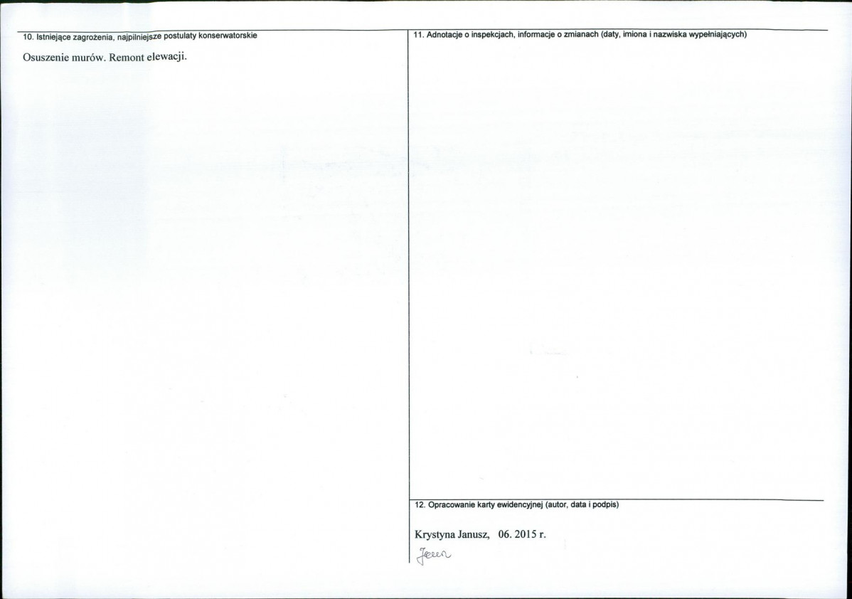 Karta obiektu niewpisanego do rejestru, skan nr 2