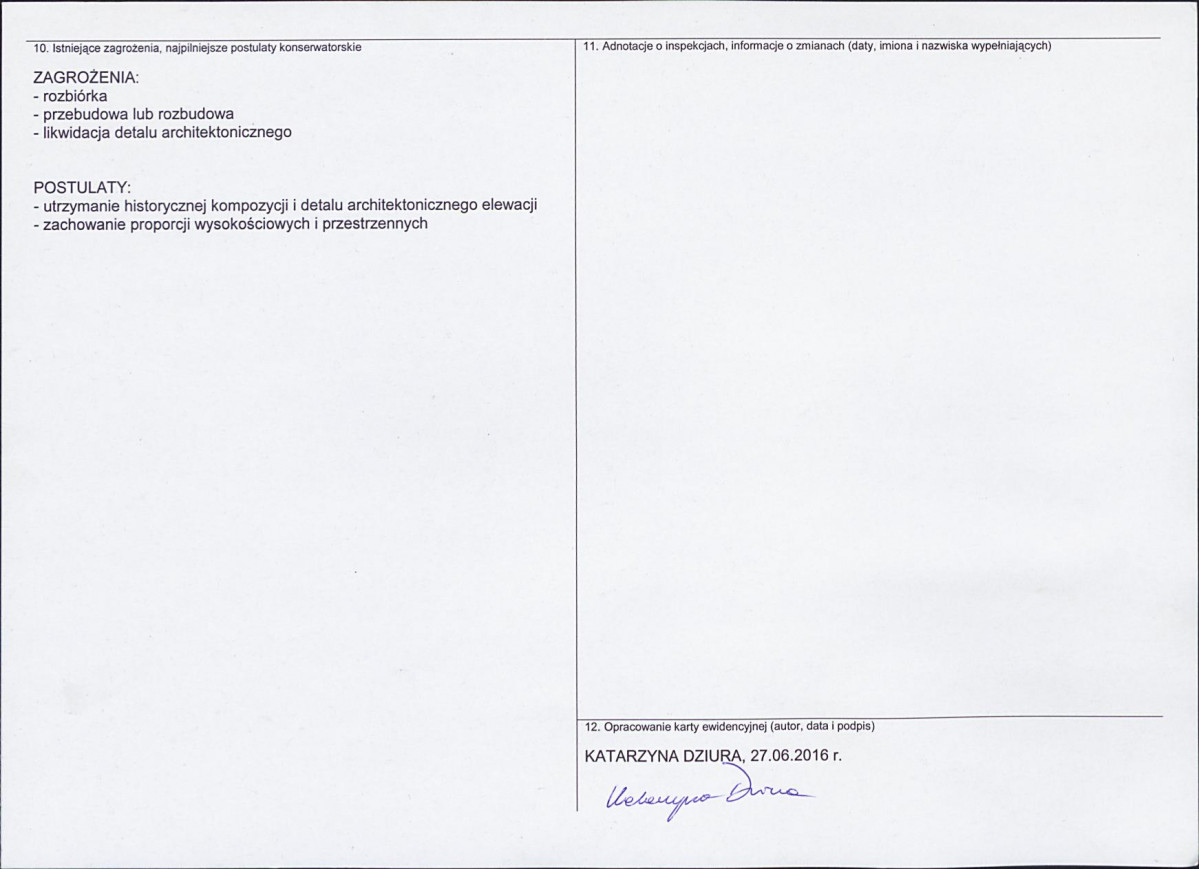 Karta obiektu niewpisanego do rejestru, skan nr 2