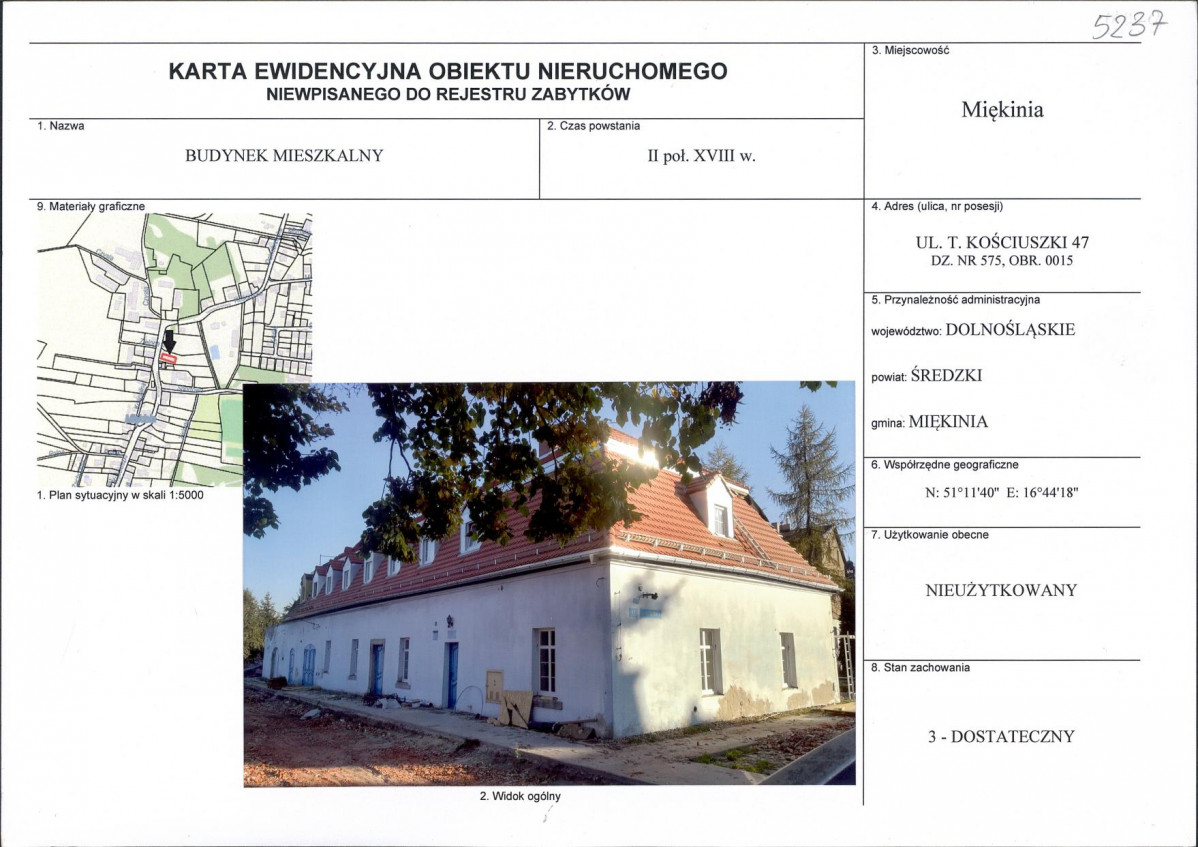 Karta obiektu niewpisanego do rejestru, skan nr 1