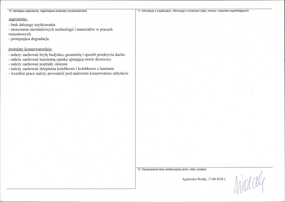 Karta obiektu niewpisanego do rejestru, skan nr 2