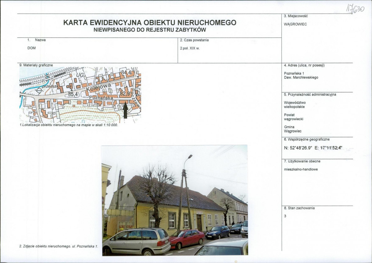 KEZN - Karta obiektu niewpisanego do rejestru, skan nr 1