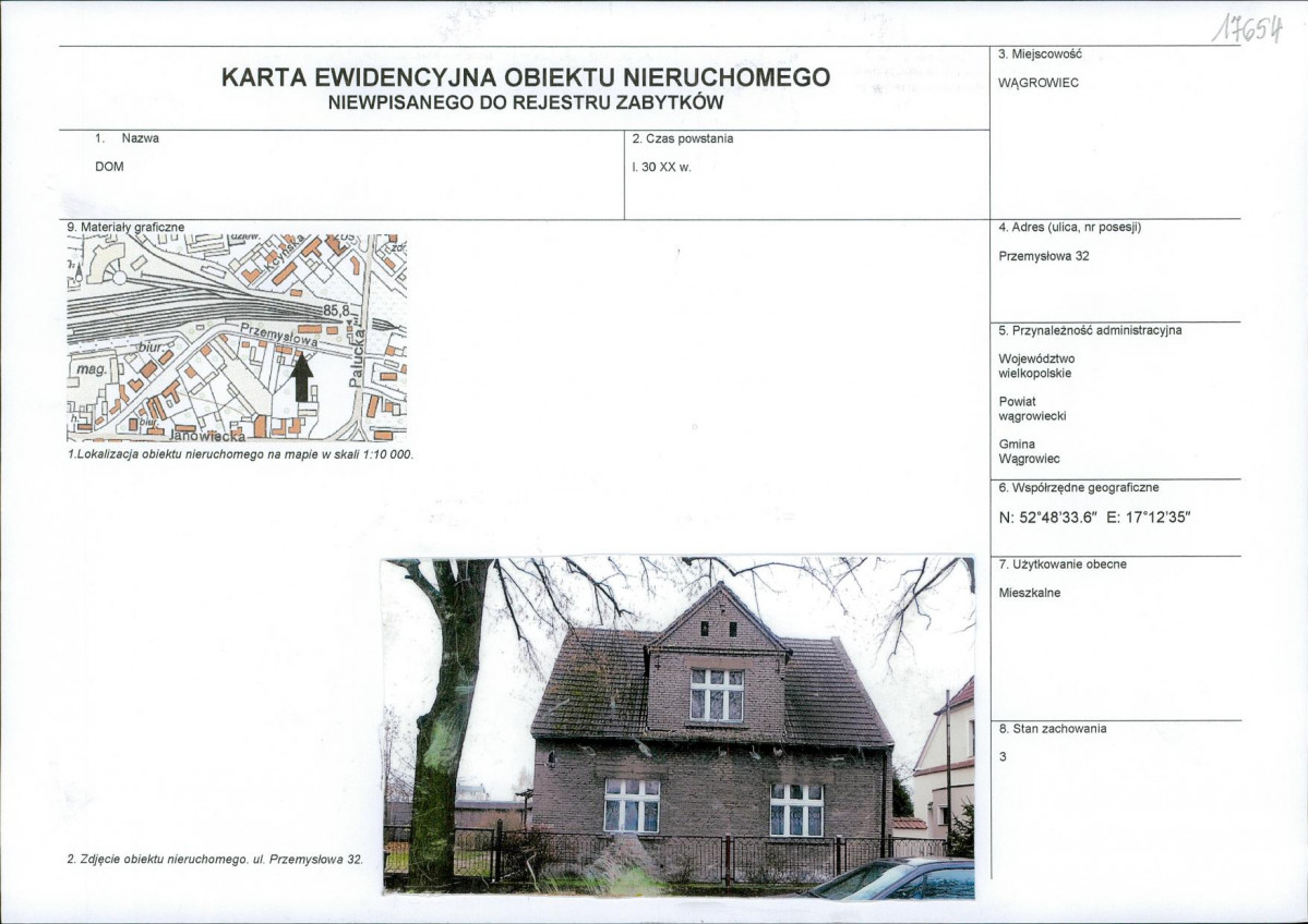 KEZN - Karta obiektu niewpisanego do rejestru, skan nr 1