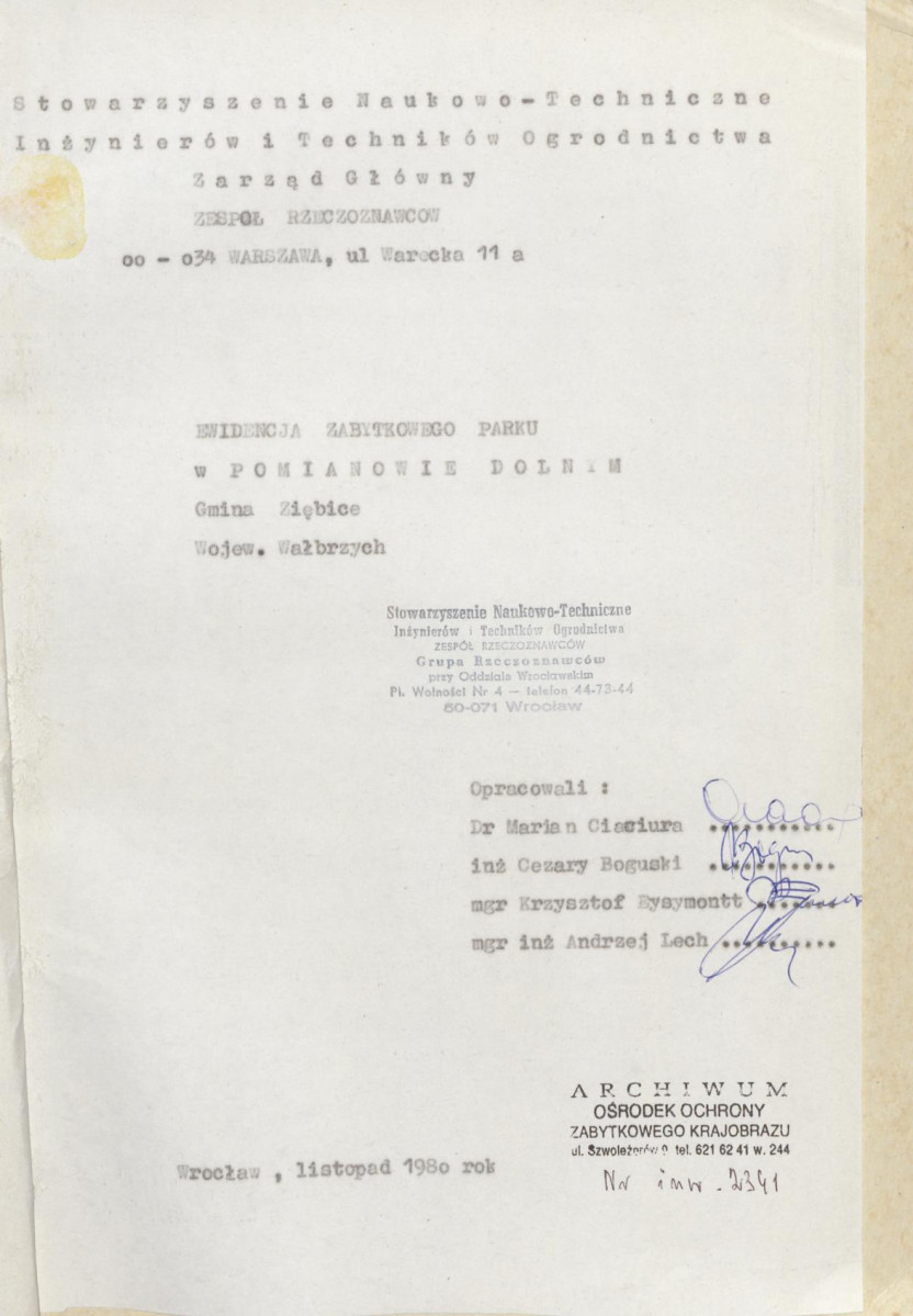 EP - Ewidencja parkowa, skan nr 5