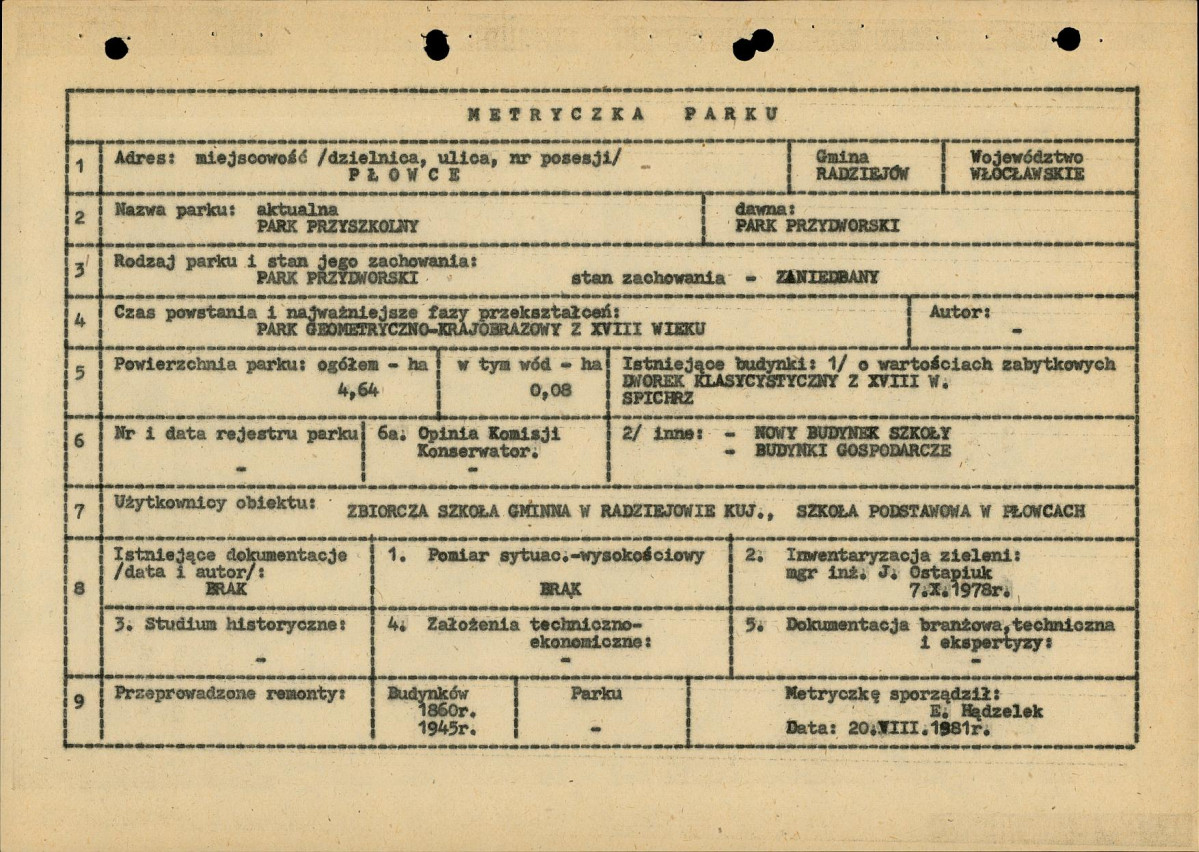 EP - Ewidencja parkowa, skan nr 8