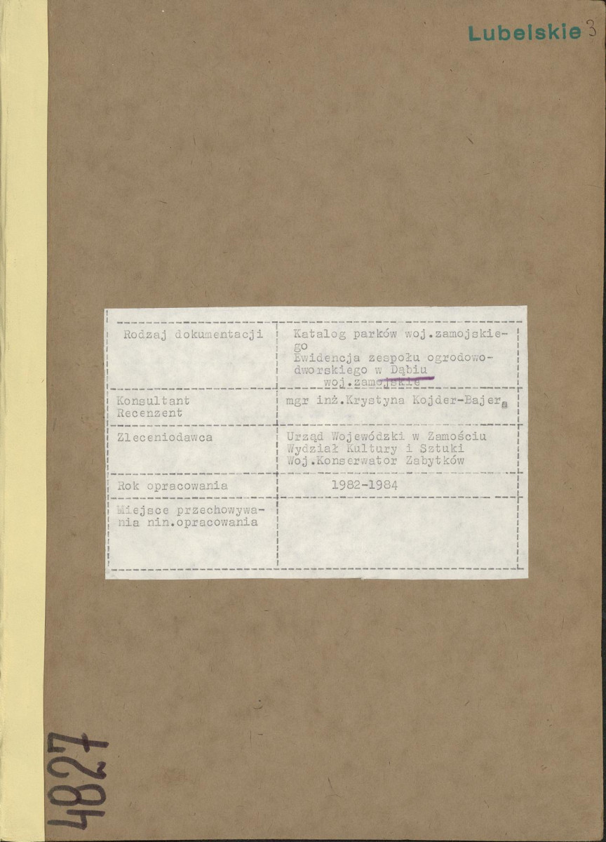 EP - Ewidencja parkowa, skan nr 1