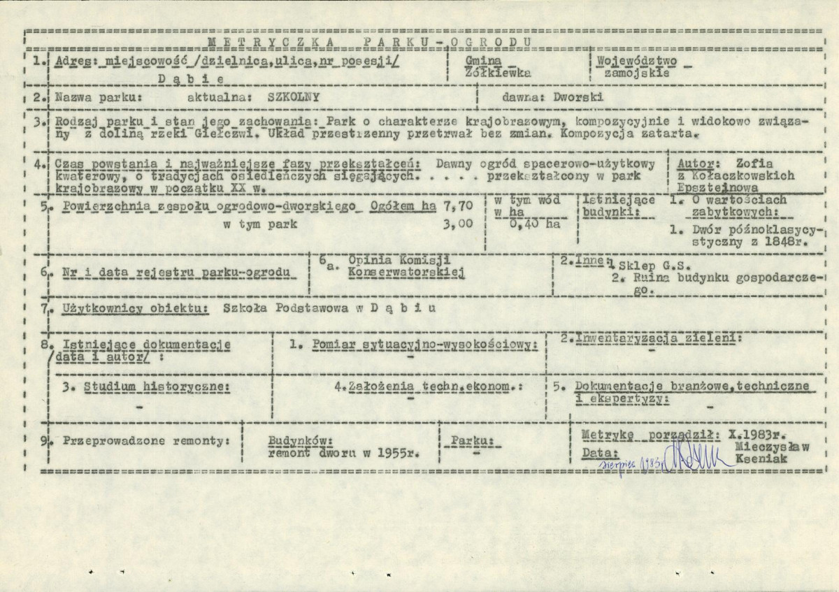 EP - Ewidencja parkowa, skan nr 8