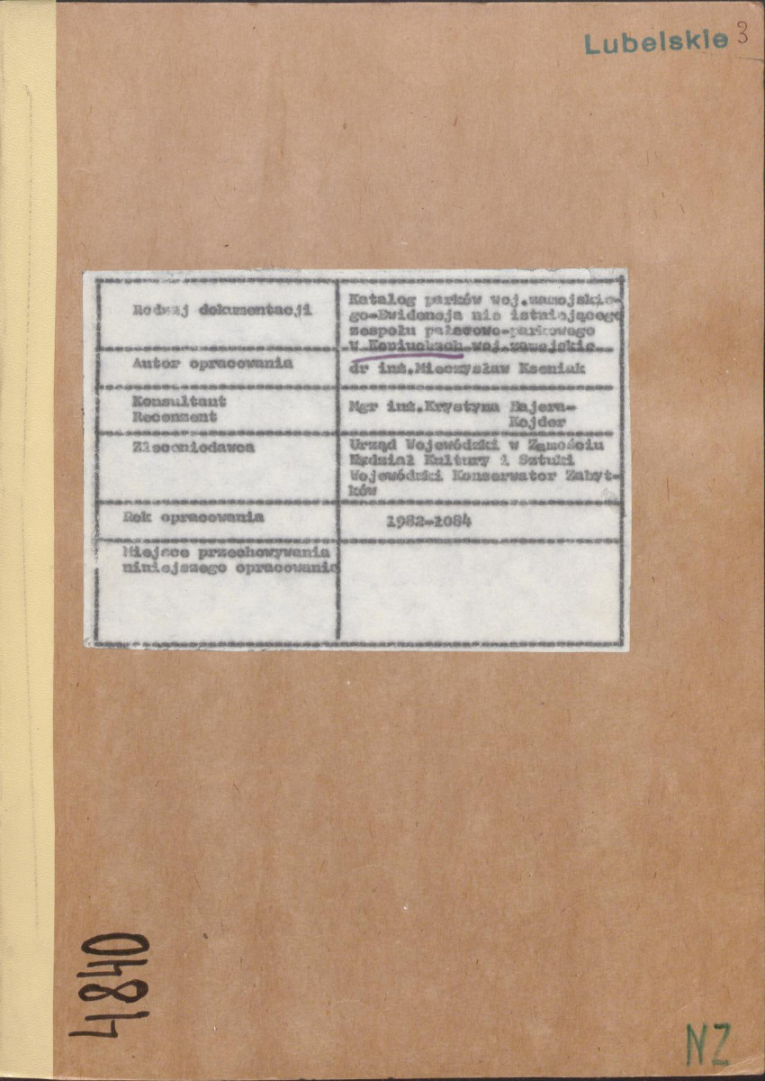 EP - Ewidencja parkowa, skan nr 1