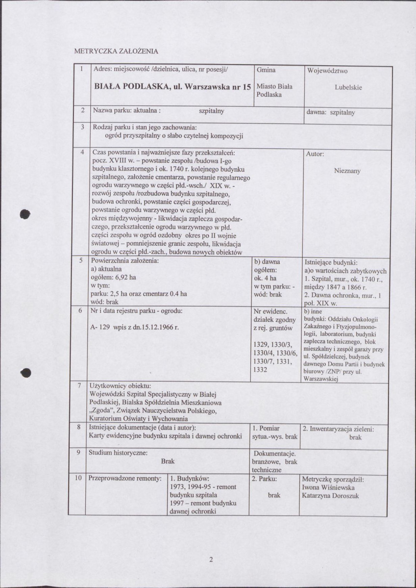 EP - Ewidencja parkowa, skan nr 6
