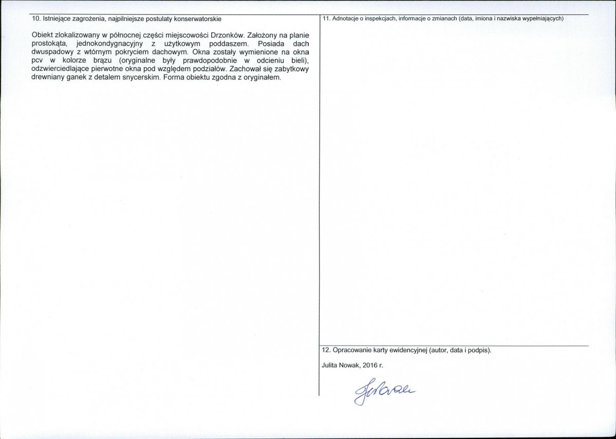 Karta obiektu niewpisanego do rejestru, skan nr 2