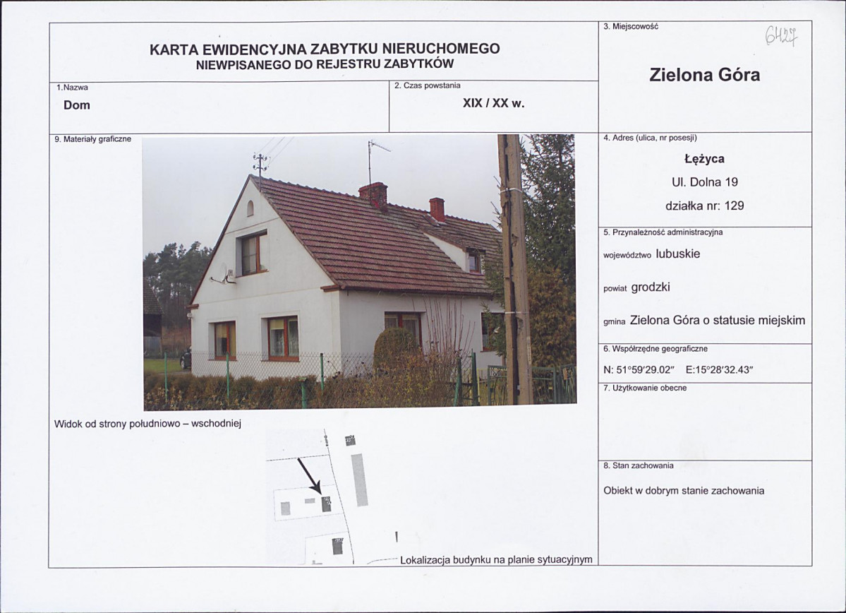 KEZN - Karta obiektu niewpisanego do rejestru, skan nr 1