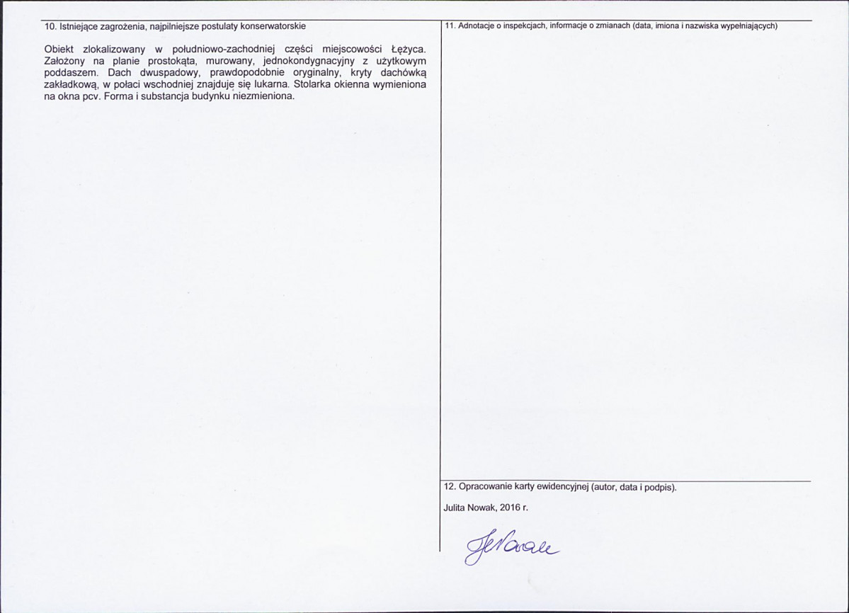 KEZN - Karta obiektu niewpisanego do rejestru, skan nr 2