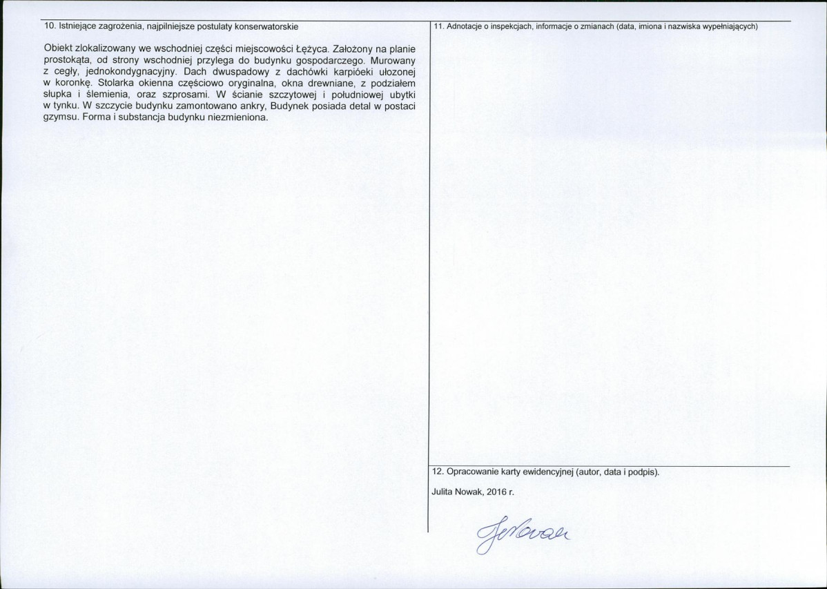 Karta obiektu niewpisanego do rejestru, skan nr 2