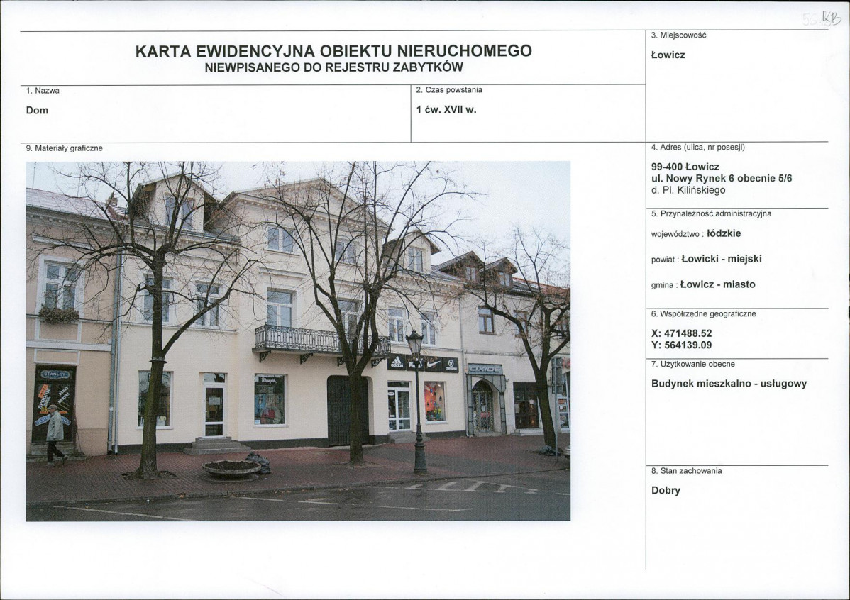 Karta obiektu niewpisanego do rejestru, skan nr 1