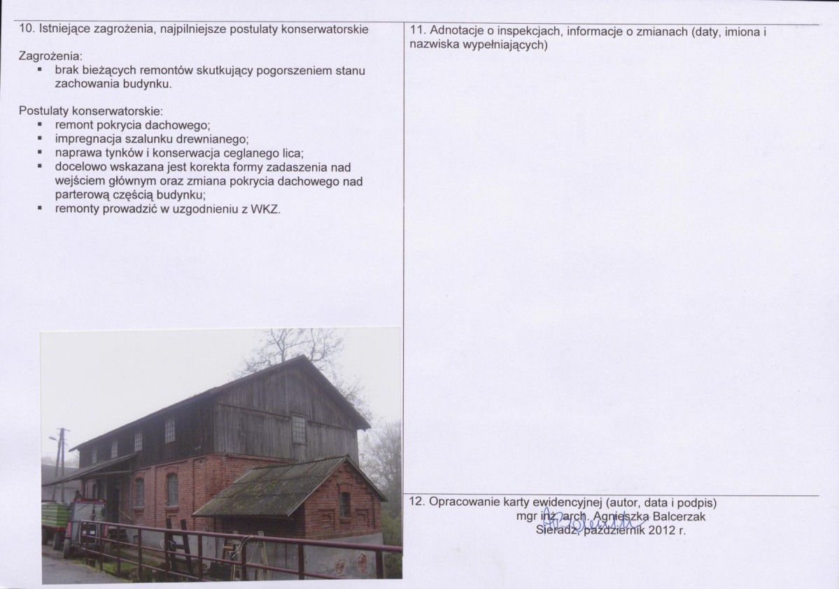 Karta obiektu niewpisanego do rejestru, skan nr 2