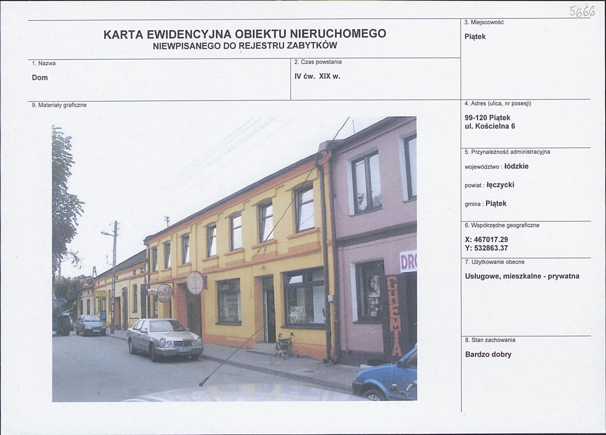 Karta obiektu niewpisanego do rejestru, skan nr 1