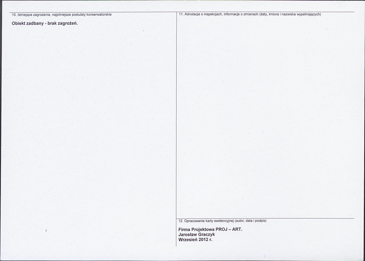 Karta obiektu niewpisanego do rejestru, skan nr 2