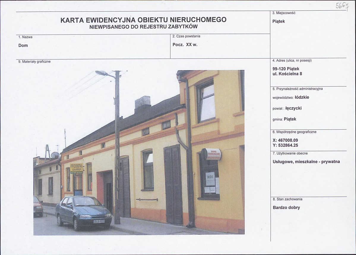 Karta obiektu niewpisanego do rejestru, skan nr 1