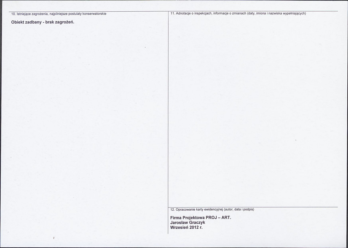 Karta obiektu niewpisanego do rejestru, skan nr 2